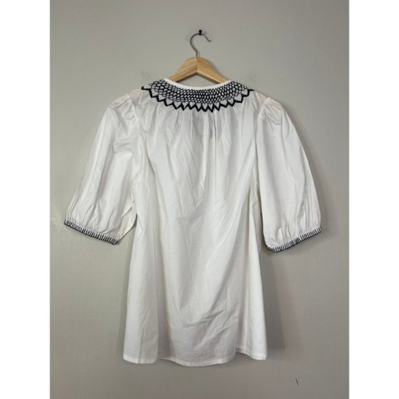 NWT Figue Poplin Embroidered Tassel Corded Frankie Top Clean White Size: Medium - Picture 8 of 10